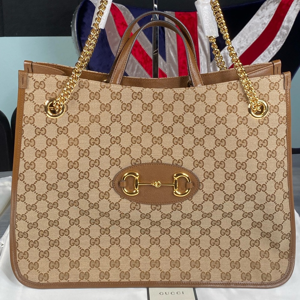 Gucci 1955 Horsebit GG Large tote Shoulder bag with a Top Handle.